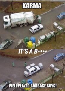 A Greenway dumpster with censored words on it.