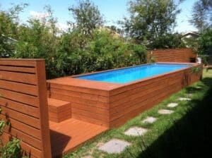 A creative reuse of a dumpster as a pool.