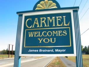 Picturesque neighborhood in Carmel, Indiana.