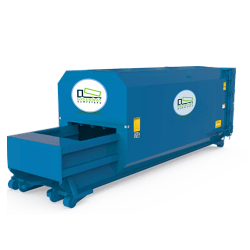 A Greenway self-contained compactor with a 30-yard capacity for wet waste.